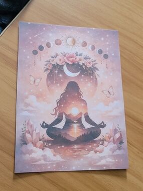 🌹New🌹Meditative Sunset Floral 4 Pc Pist Card Set  - Pink Peach